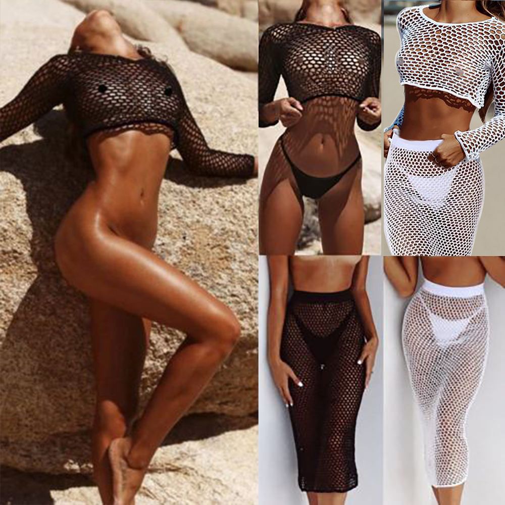 Women S Summer Sling Mesh Fishnet Bikini Cover Up Swimwear Bathing