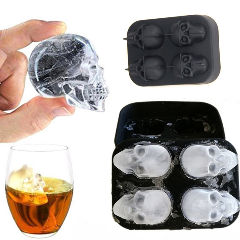 Party 3D Trays Cube Tray Shape Chocolate Skull Silicone Bar Ice Mold Mould Gift