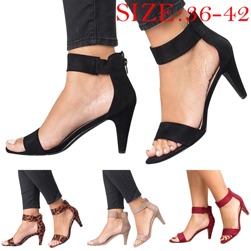 Women Dance Shoe Ankle Strap Flat Casual Sandals Shoes Chunky Low//Mid Heel Dress