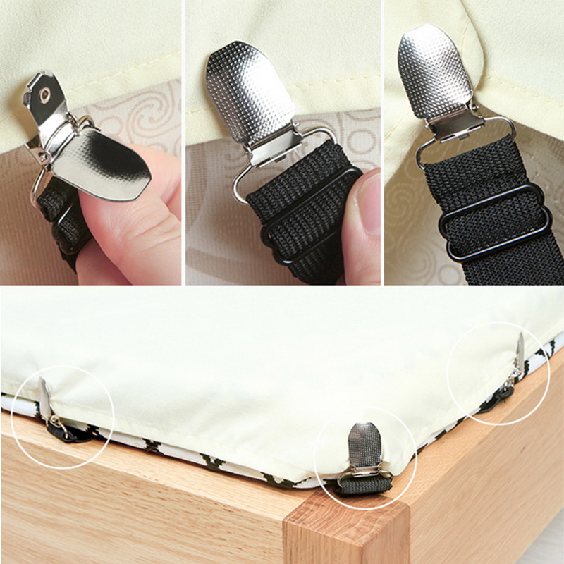 Yiwa 4pcs//Set Elastic Bed Sheet Clips Adjustable Heavy Duty Grippers Straps Suspender Khaki 4pcs//Set