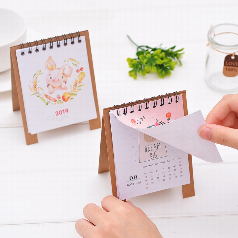 Office Supplies Stationery 2019 Mini Desk Calendar Cartoon