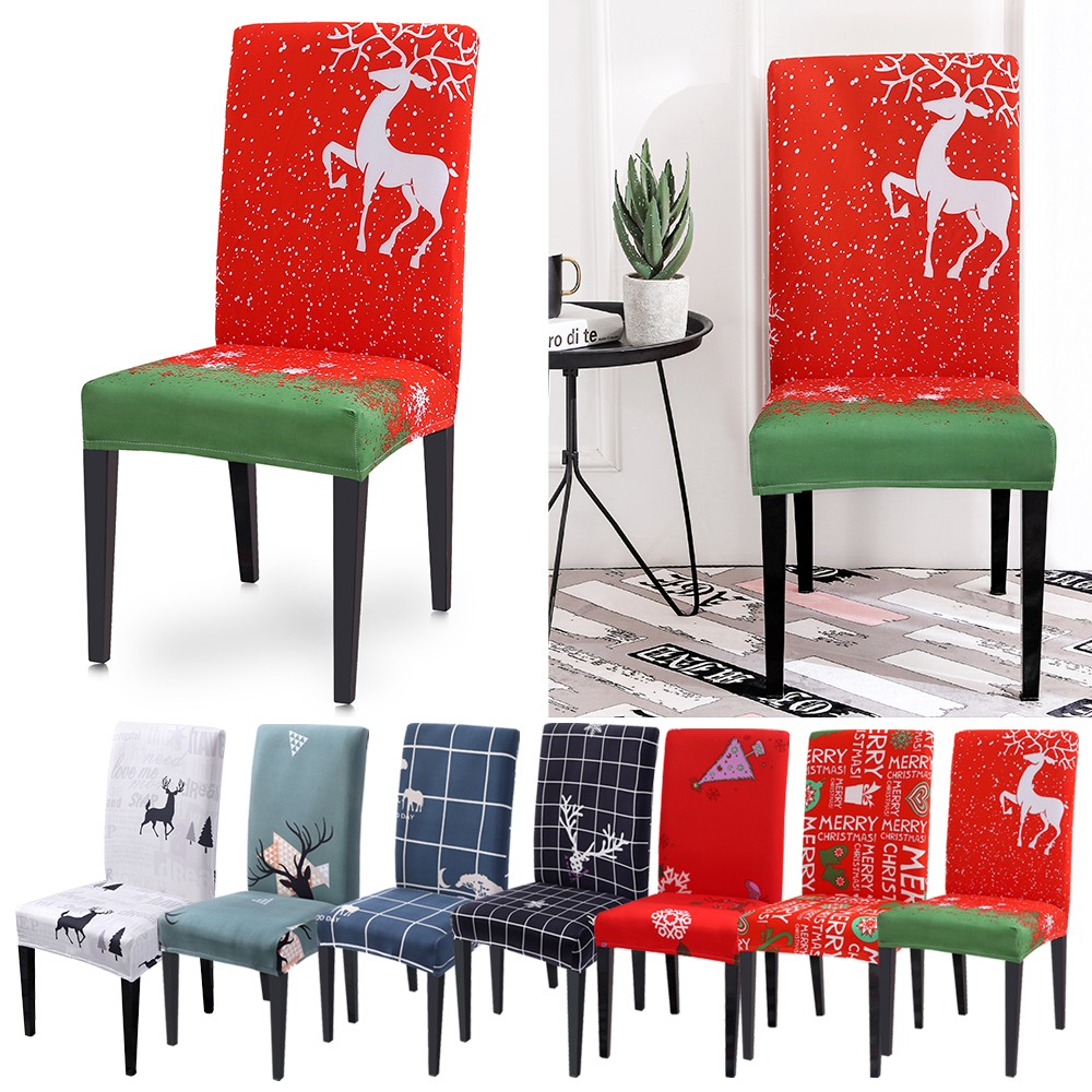 Christmas Dining Room Chair Cover Removable Washable Stretch Seat