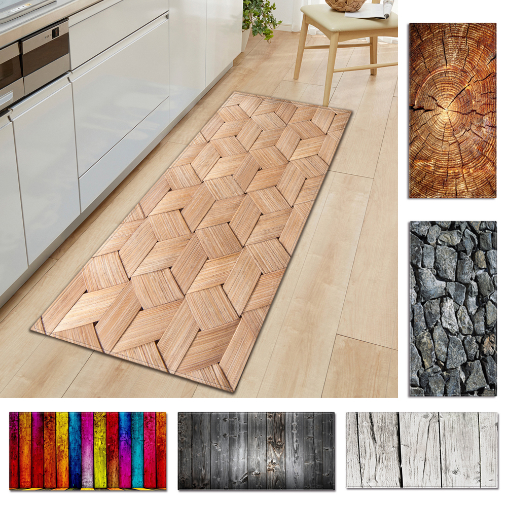 Wood Grain Printed Floor Mat For Living Room Non Slip Door Mat