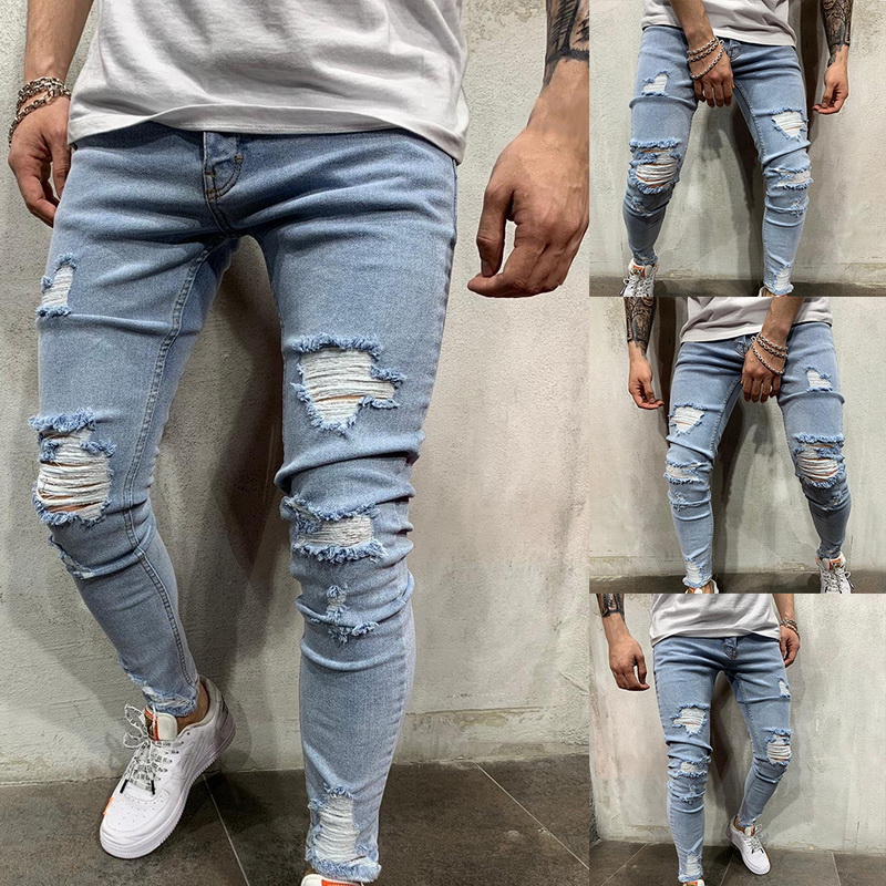 men knee ripped jeans