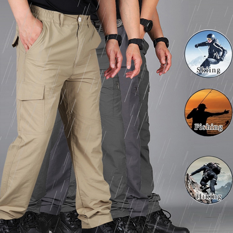 Outdoor Men Tactical Windproof Waterproof Pants Quick Dry Hiking Cargo Trousers