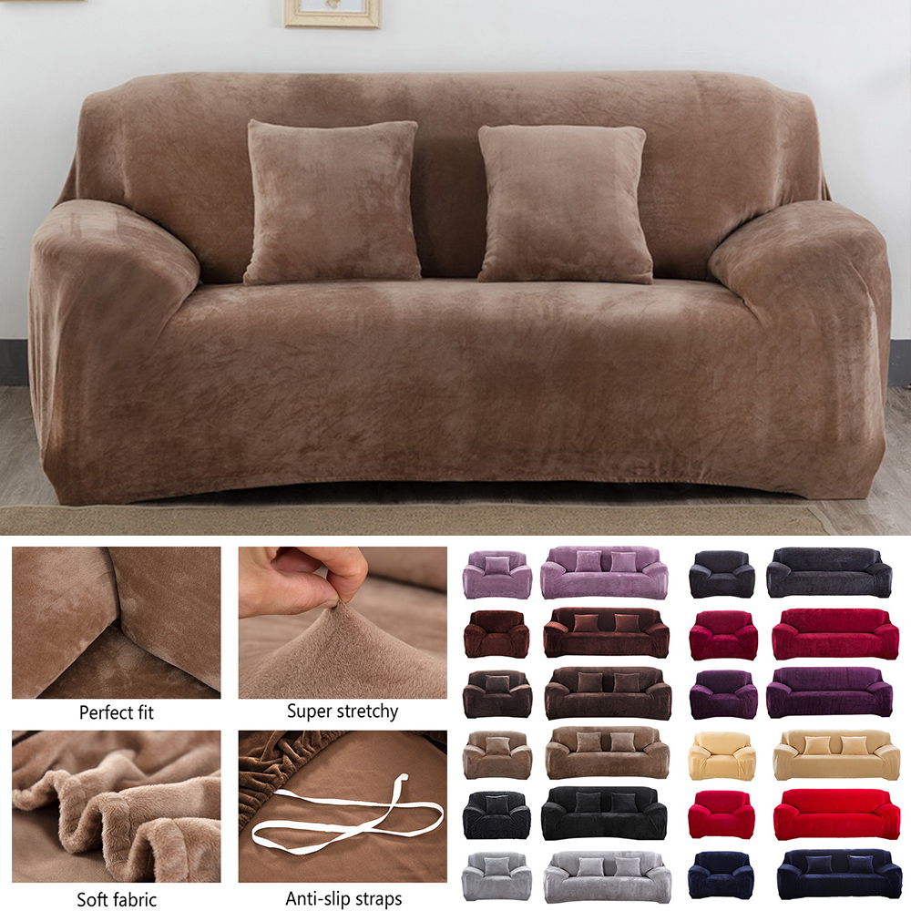 UK Sofa Covers Easy Fit Stretch Protector Soft Couch Cover Thick Plush Covers
