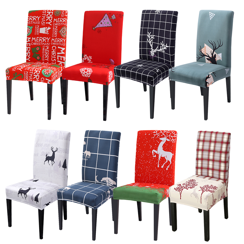 Christmas Stretch Dining Room Chair Cover Removable Washable Seat