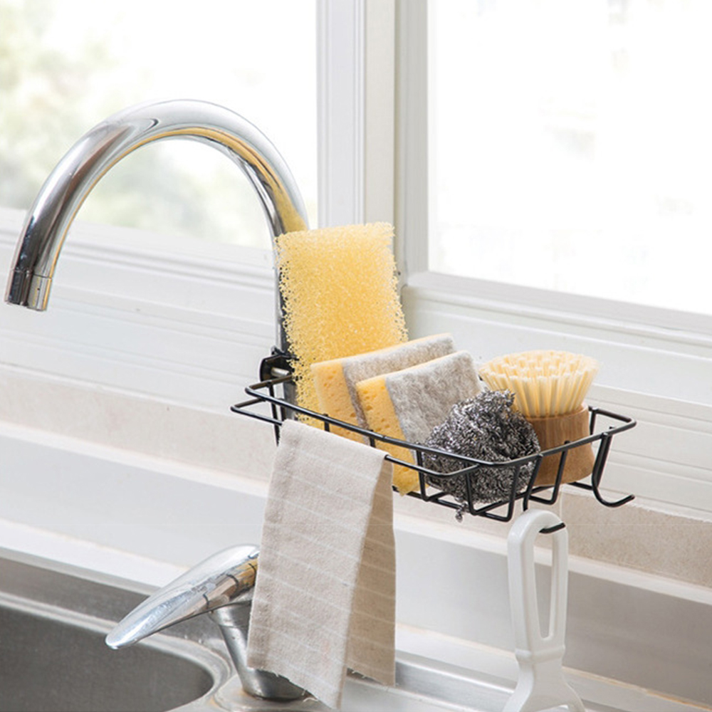 Kitchen Sink Faucet Sponge Soap Cloth Drain Rack Storage Organizer ...