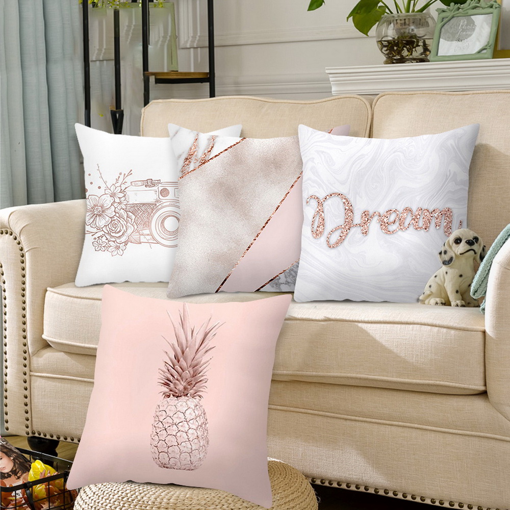 Rose Gold Cushion Covers Pink Grey Geometric Comfy Soft Pillow Case Sofa Home UK