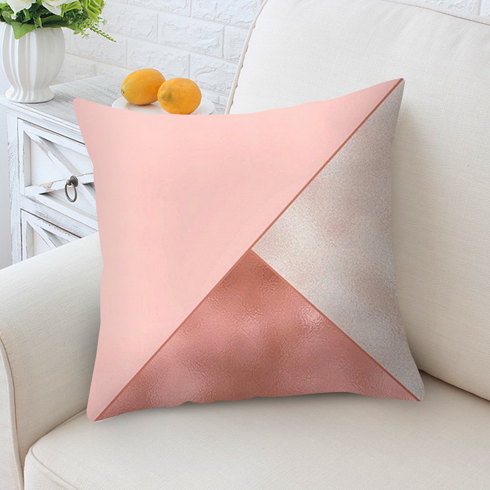 Rose Gold Cushion Covers Pink Grey Geometric Comfy Soft Pillow Case Sofa Home UK