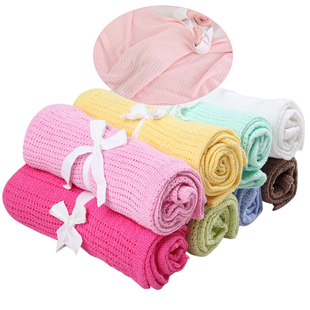 Pure 100/% Cotton Cellular Baby Blanket Pram Cot Moses Basket pink white blue