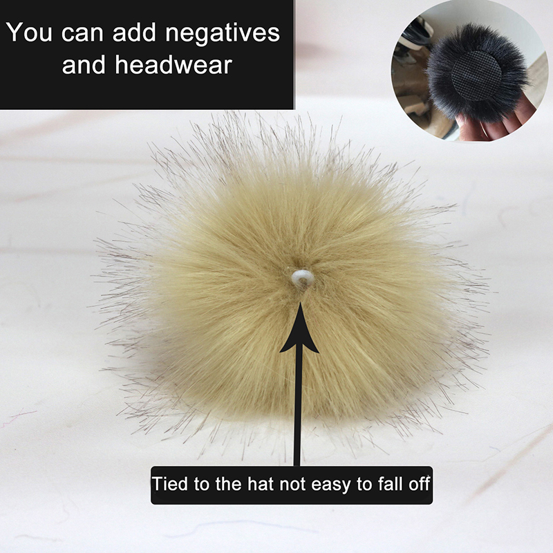 15cm Big Faux Fur Pom Poms Ball With Press Button for Knitted Hat Beanies Cap DI