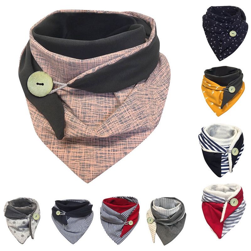 Unisex Herbst Winter Warm Schal Dreieckstuch Dreieckschal Wickelschal mit*Knopfg