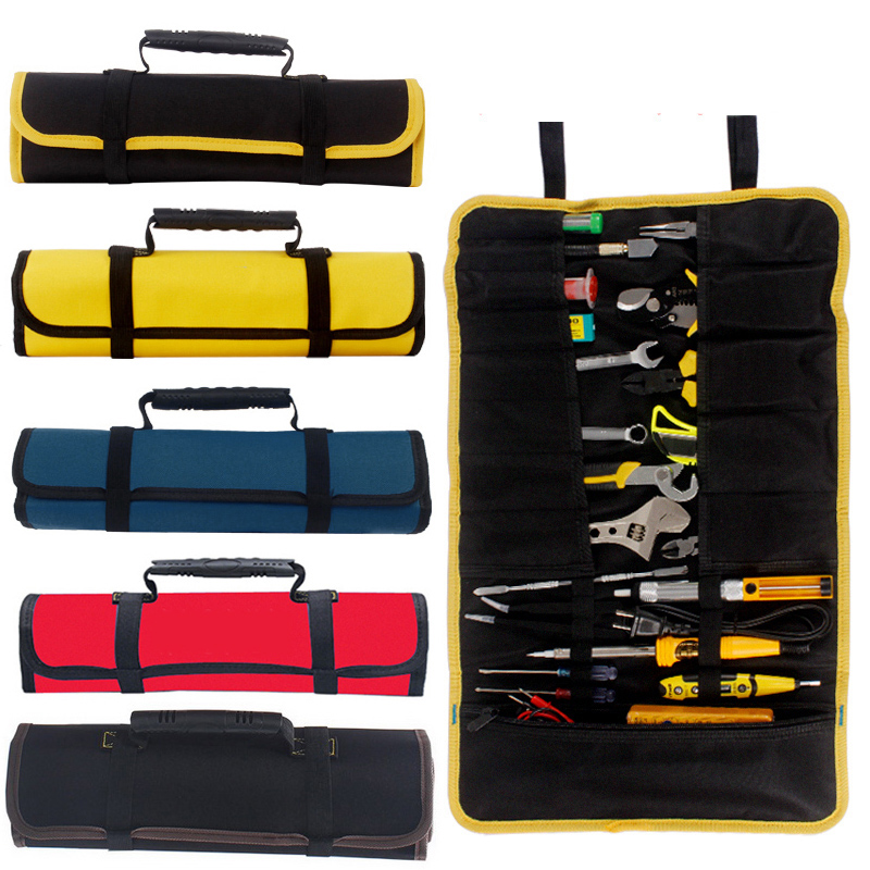 Large 22 Pocket Wrench Ratchet Tool & Socket Roll Up Case Bag Storage ...