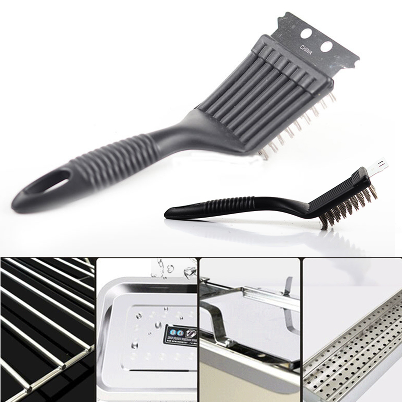BBQ Grill Cleaning Brush Stainless Steel Wire Bristle Barbecue Scraper Durable