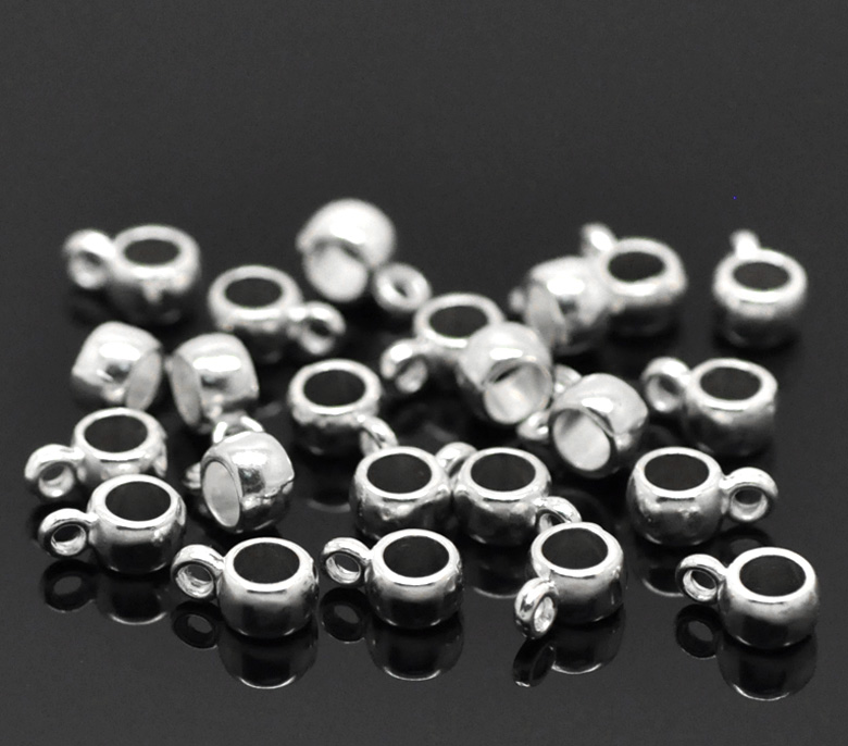 3//8/"x 1//8/" Wholesale W09 Lots Silver Plated Bail Beads 9mmx4mm