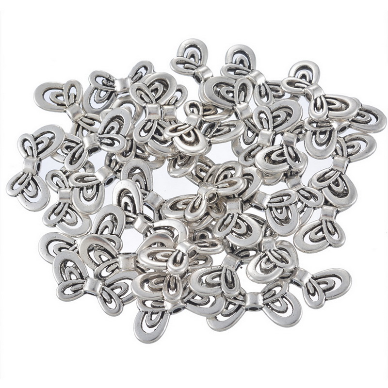 50PCS Wholesale W09 Hollow Butterfly Shape Beads Zinc Alloy 17.5x9mm