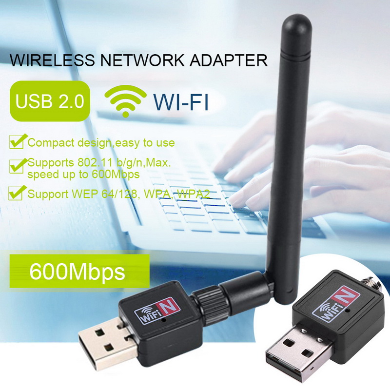 600Mbps USB2.0 Wifi Router Wireless Adapter Network LAN Card w// Antenna for PC