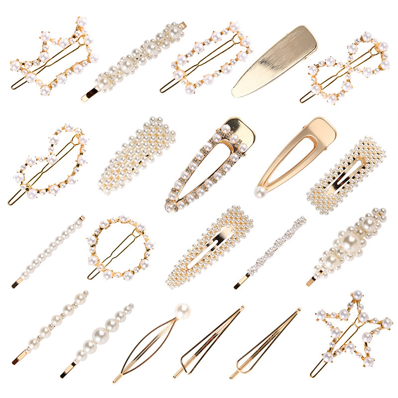 Women S Girls Pearl Hair Clip Gold Hairpin Slide Grips Barrette