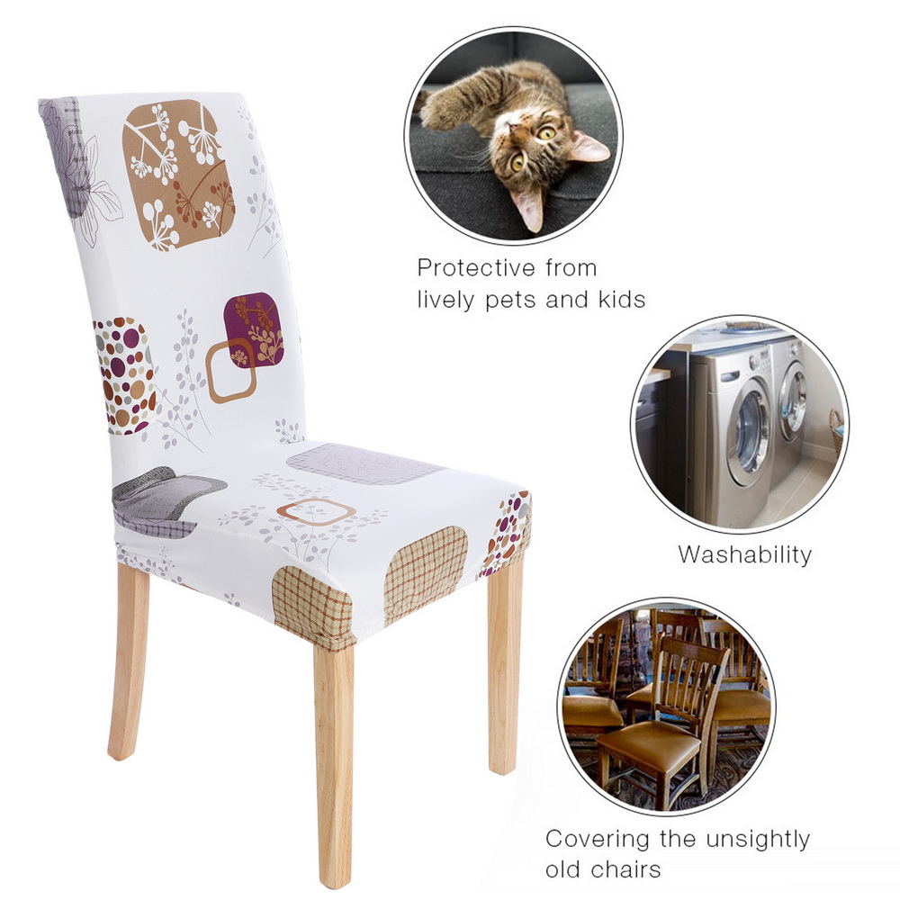 Soft Spandex Stretch Dining Room Cover Printed Chair Seat