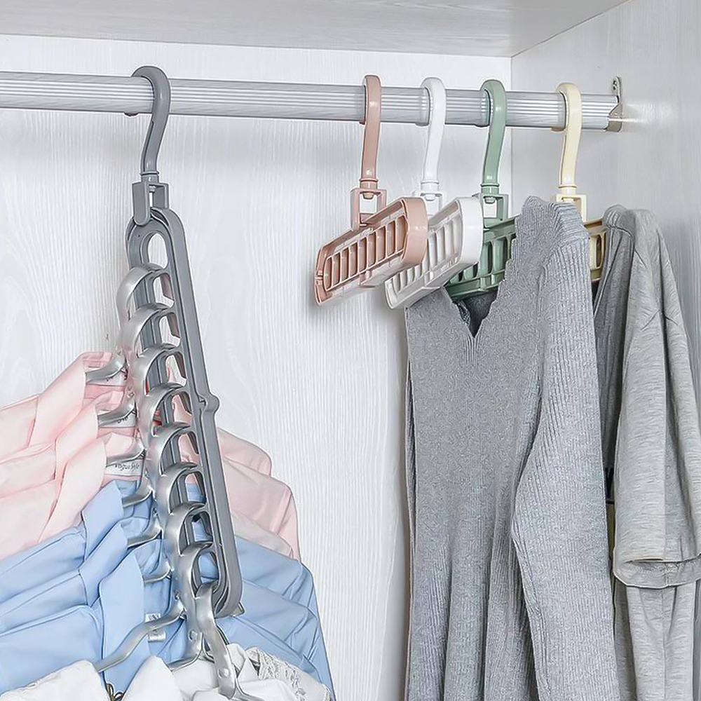 Clothes Hanger 9 Hole Hook Closet Organizer Plastic Storage Rack