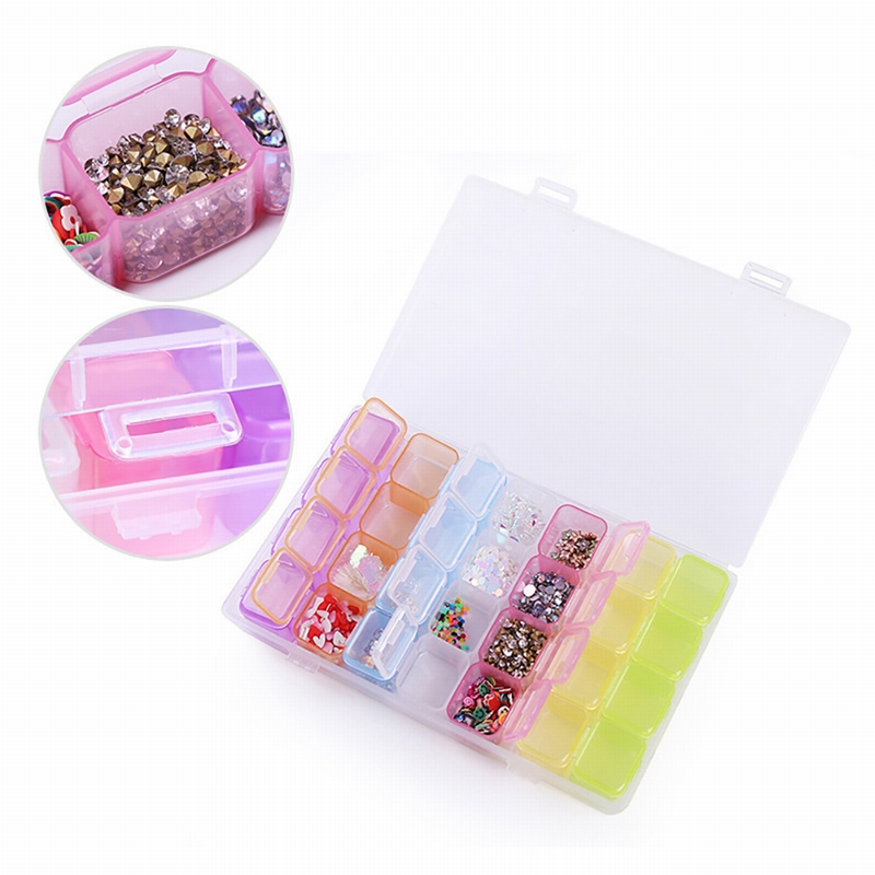 Details About Plastic 28 Grids Jewelry Storage Box Case Earring Craft Bead Container 8season