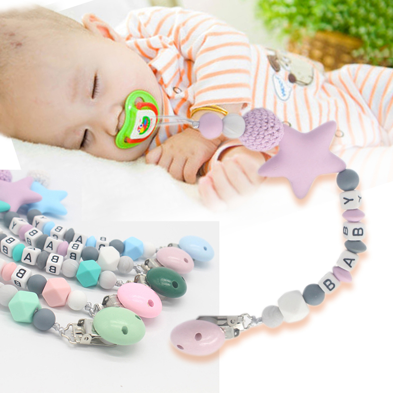 New Pacifier Clips Pacifier Teething Baby Teether Chain Clip Bead Dummy Holders