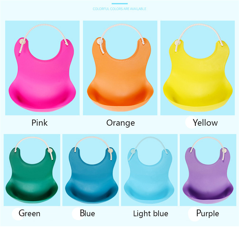 Cute Baby Silicone Bibs Waterproof Saliva Dripping Kid Infant Lunch Bibs
