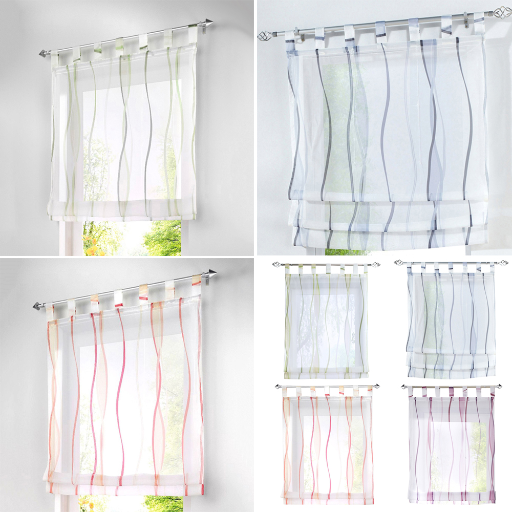 Adjustable Sheer Tie Up Curtain Curtains Roman Shades Short Pocket