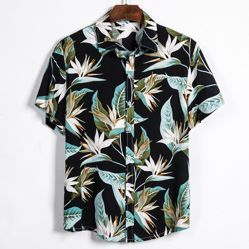 Mens Hawaiian Casual Wild Shirt Tropical Button Floral Beachwaer Shirts ...