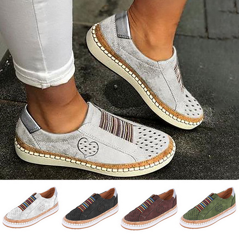 slide hollow out round toe sneakers