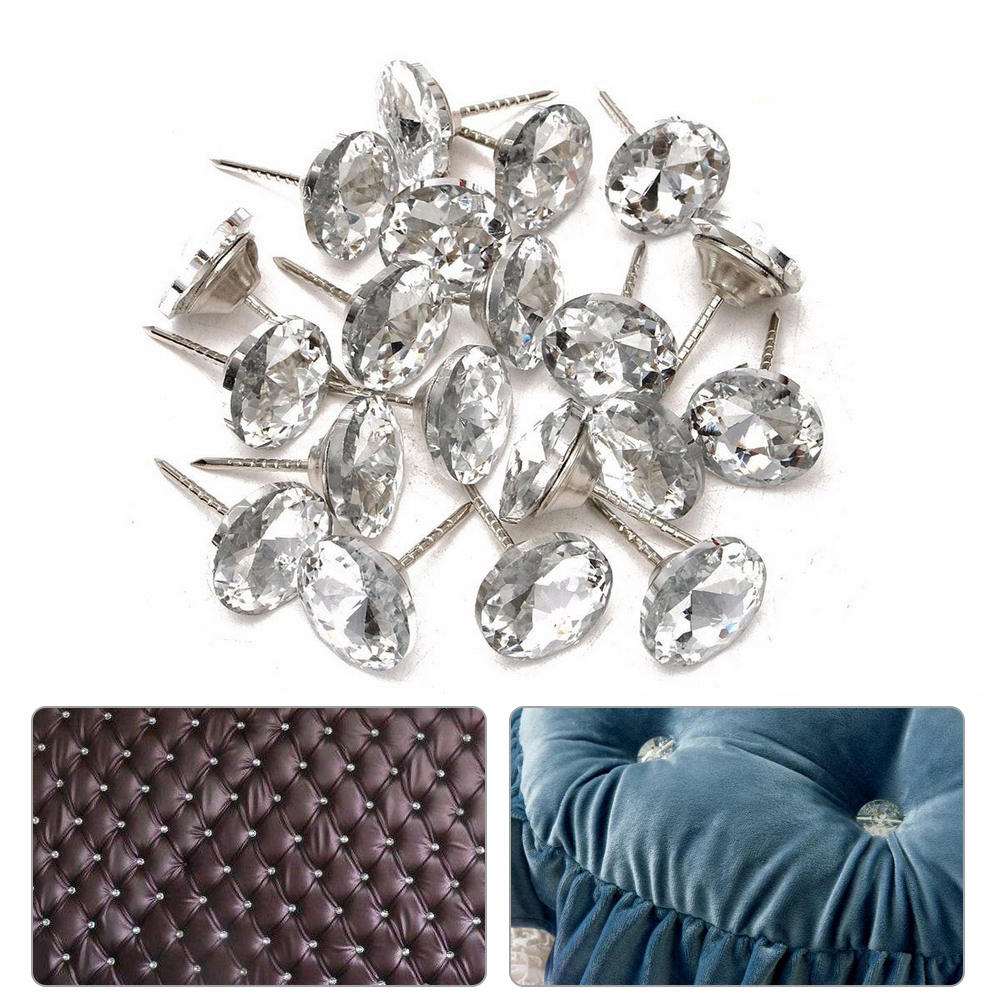 20pcs 20mm Glass Diamante Upholstery Sofa Headboard Décor Sew on Buttons Loop