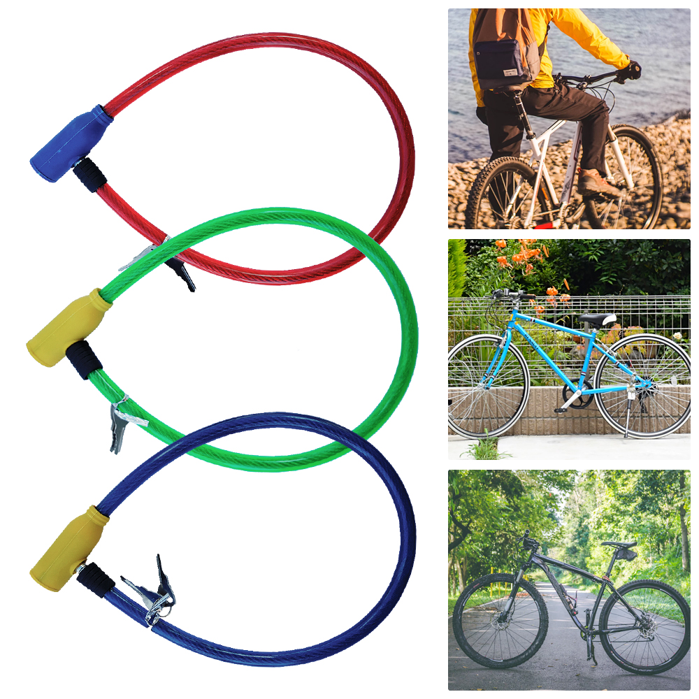 8mm Thick Bicycle Bike Cycle Spiral Steel Cable Lock/Strong Security Chain 2 Key 