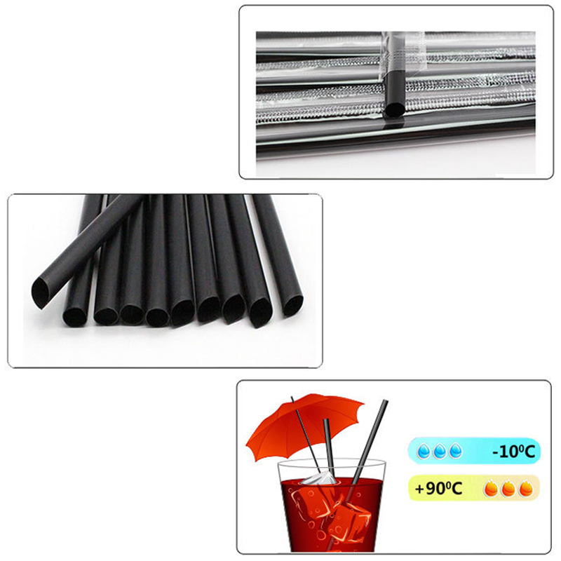 100Pcs Black Plastic Mini Cocktail Straws For Celebration Drink Party SuppliesS6