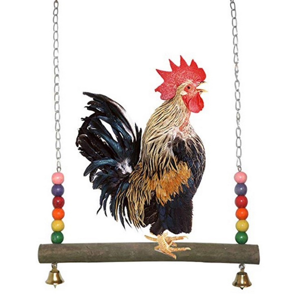 Chicken Swing for Hens and Toys Chicken Swing Natural Wooden Chicken Toy for Hens Handmade Bird Swing Bird Toy for Large Bird Parrot Hens Macaw Trainning