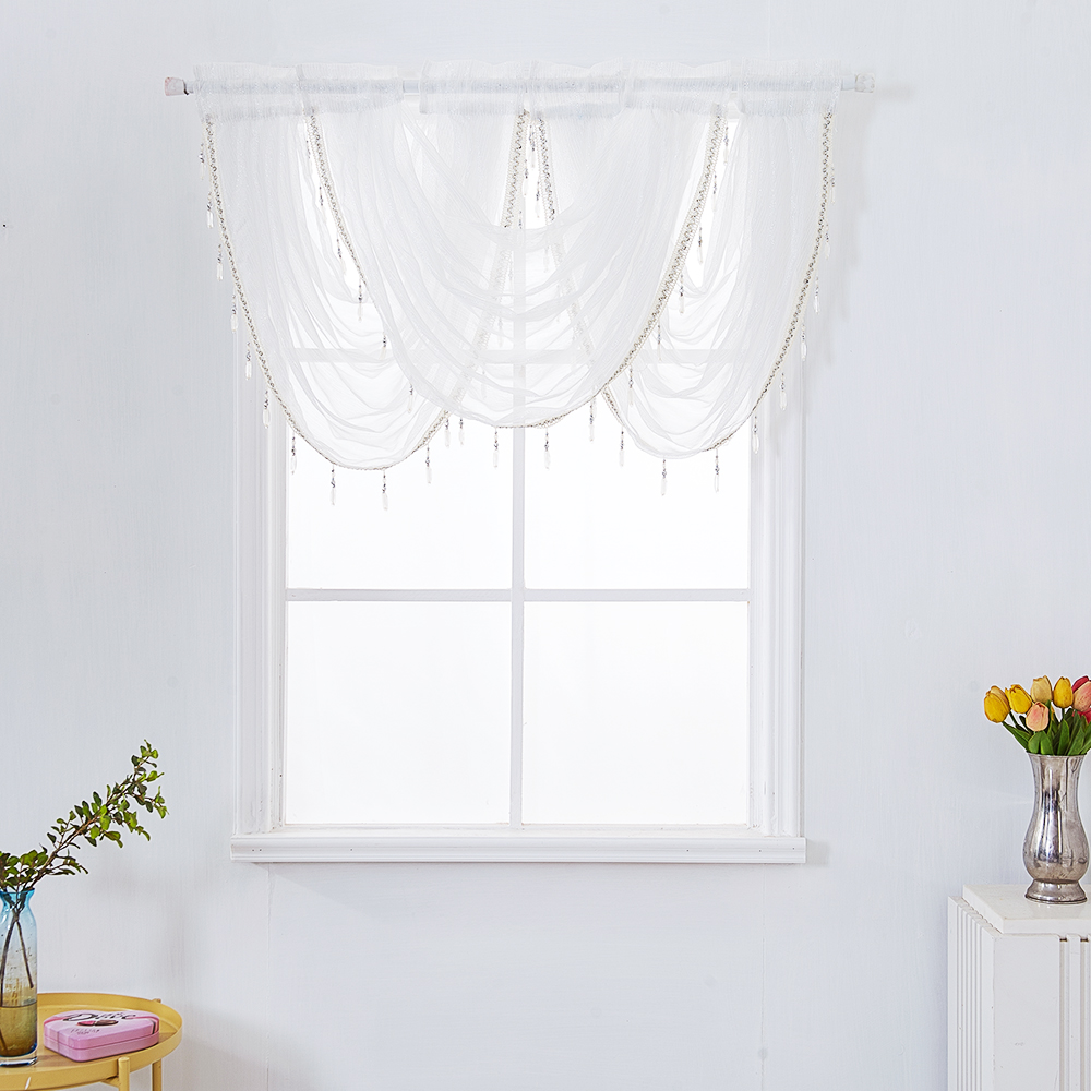 White Lace Floral Voile Curtain Panel Window Balcony Tulle Room Divider Valances