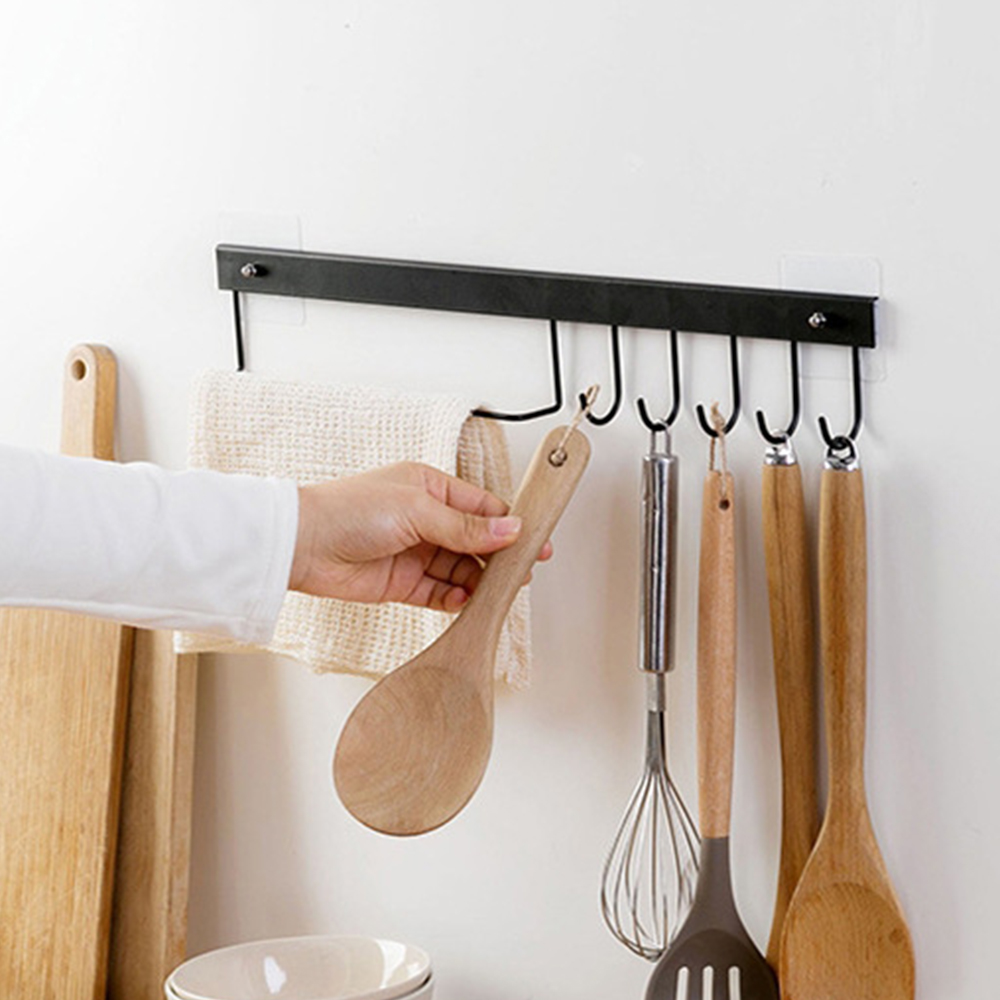 Us Wall Mounted Hooks Rack No Drilling Rod Iron Hanging Clothes