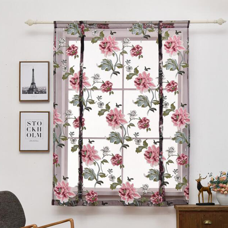 Kitchen Lifting Heavy Rose Lace Curtain Of Tier Valance Swag Decor