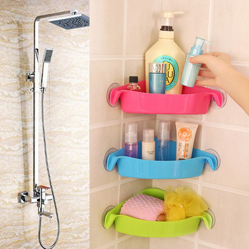 Bon The bathroom Suction Cup Corner Shelf Shower Basket Caddies Rack Home Tool