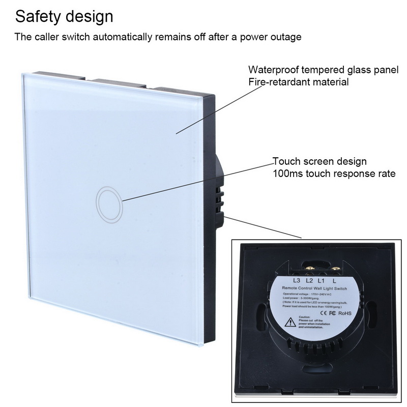Home Standard 1 2 3 Gang 1 Way Crystal Glass Panel Led