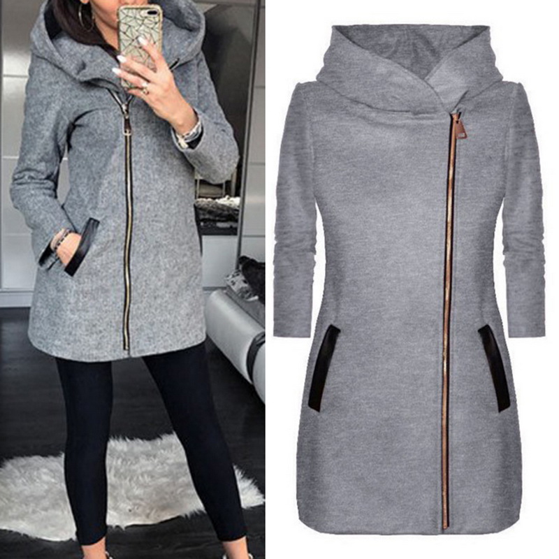 Women Winter Warm Pocket Hooded Overcoat Casual Parka Jacket Coat Zipper Outwear