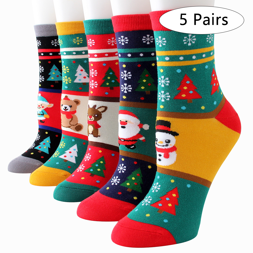 6-12Paare Damen Junge Mädchen Weihnacht Socken Kurzsocken Weihnachten Baumwolle