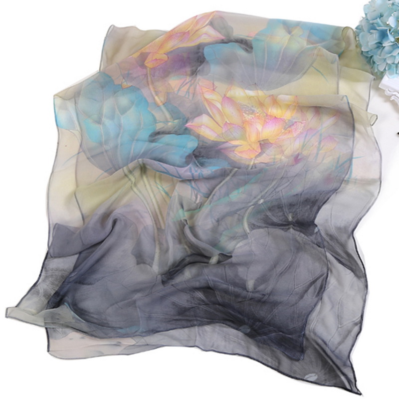Women Silk Like Floral Scarfs Scarves Bikini Cover-up Beach Towel Shawl LO