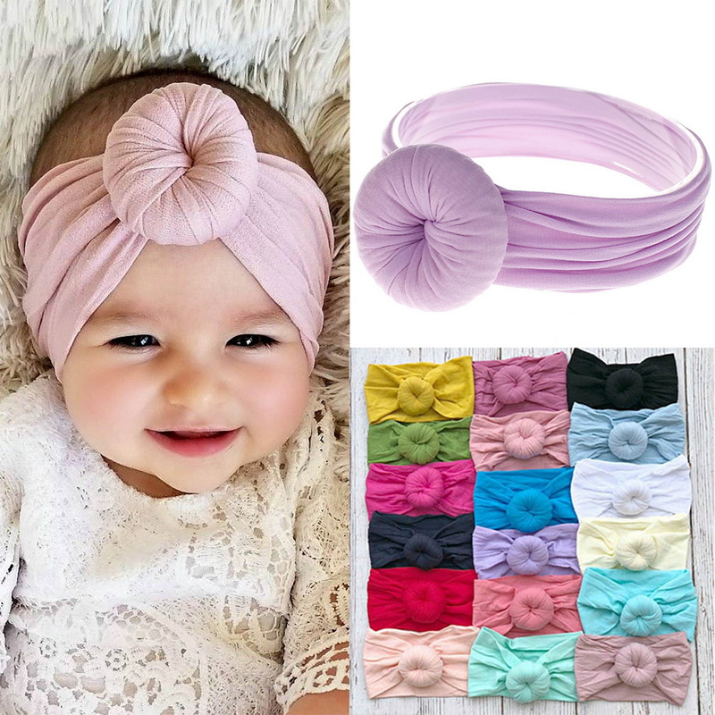US Newborn Baby Kid Girl Broad Headband Solid Turban Solid Hair Band Accessories
