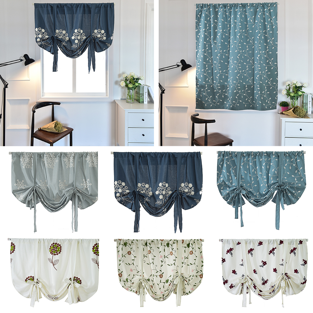 New Embroidered Sheer Rome Window Kitchen Half Blackout Tie Up