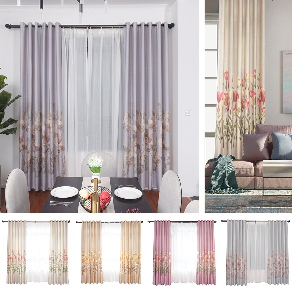 Details About Tulip Printed Blackout Room Curtains Thermal Grommet Window Curtain D Panels
