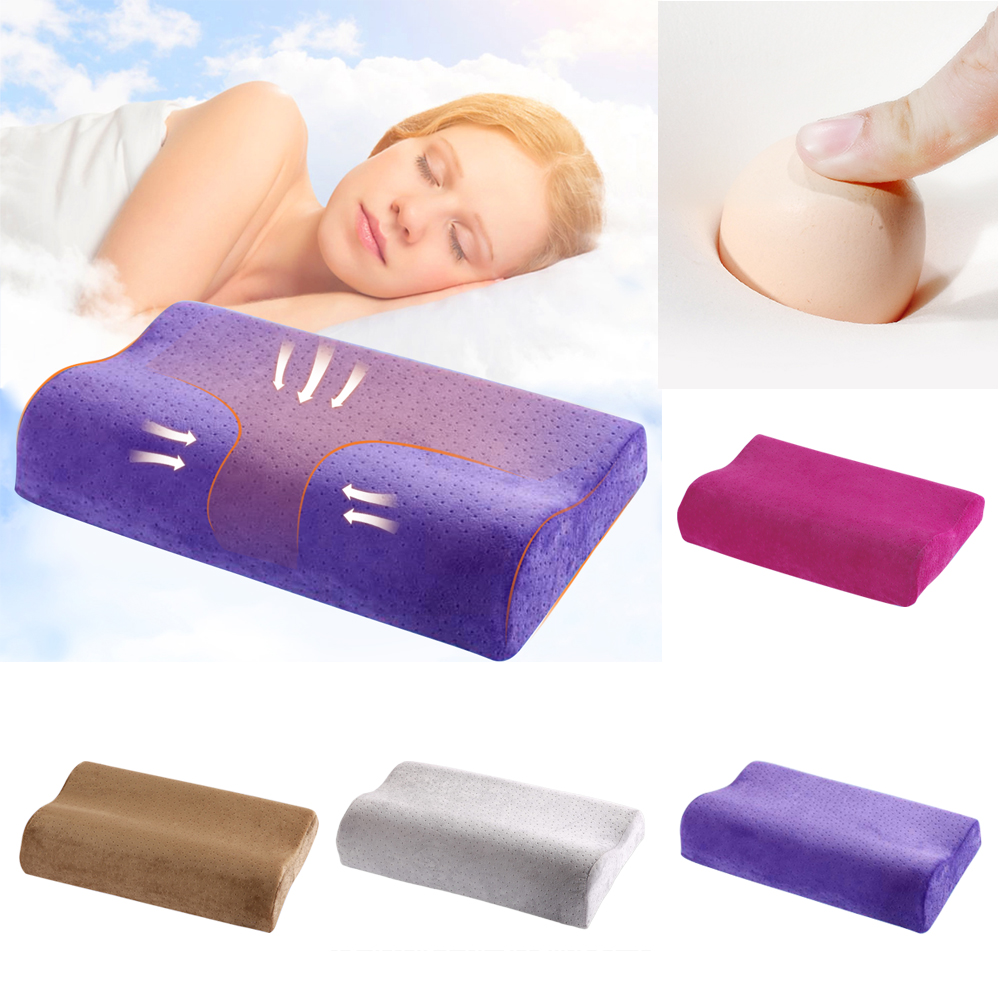 Adults Solid Velvet Pillowcase Neck Protecting Memory Foam Pillow
