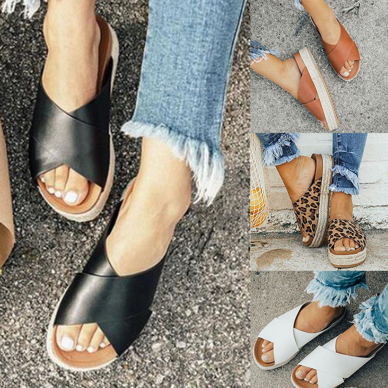 WOMENS FLAT CHUNKY PLATFORM SLIP ON GLITTER MULES FLATFORMS SUMMER SANDALS 3-8