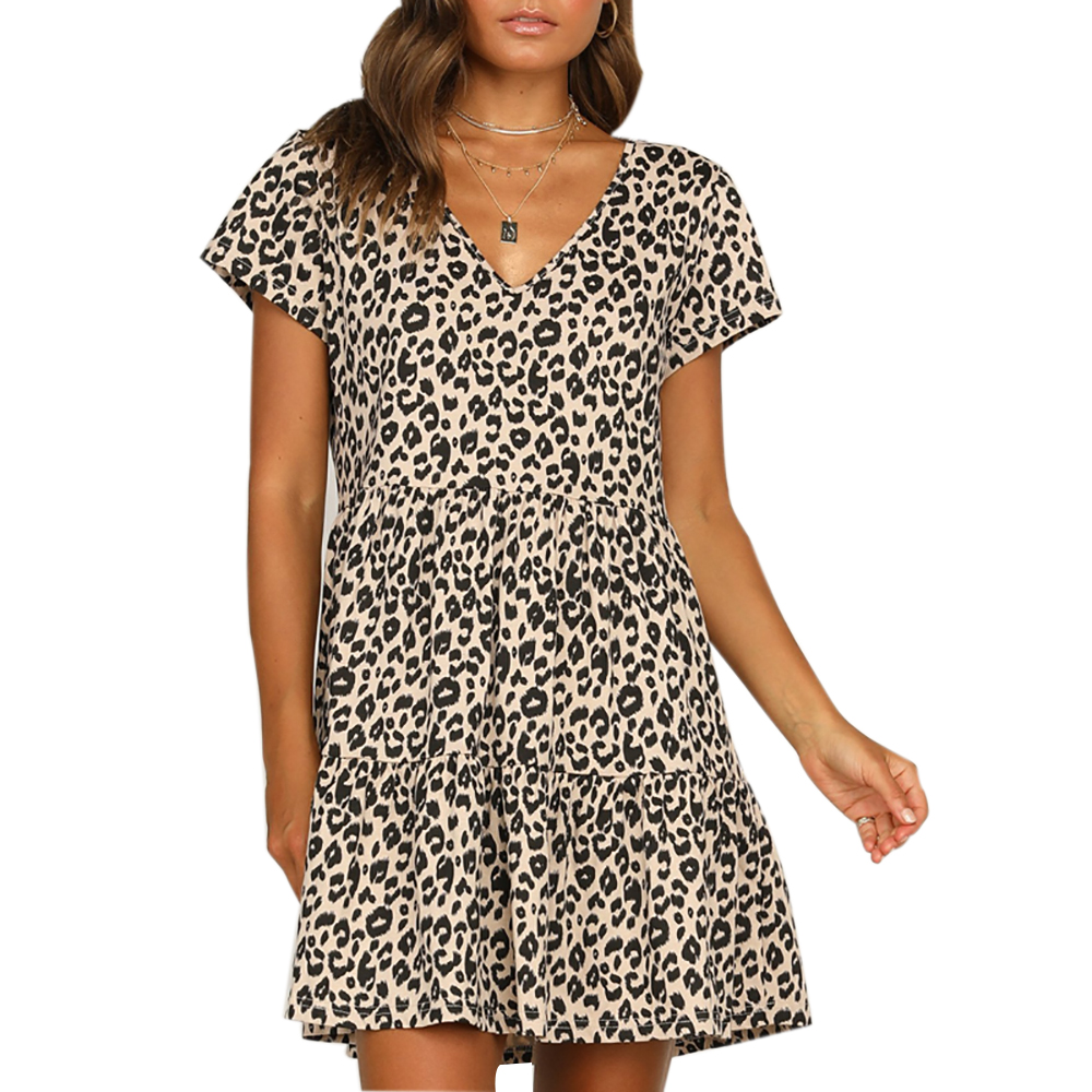 v neck casual short sleeve dresses