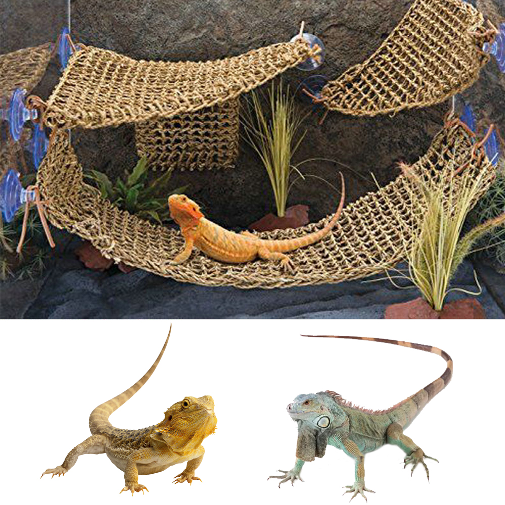 Lizard Hammock Grass Fibers Hammocks Gecko Hanging Net Tank Reptile